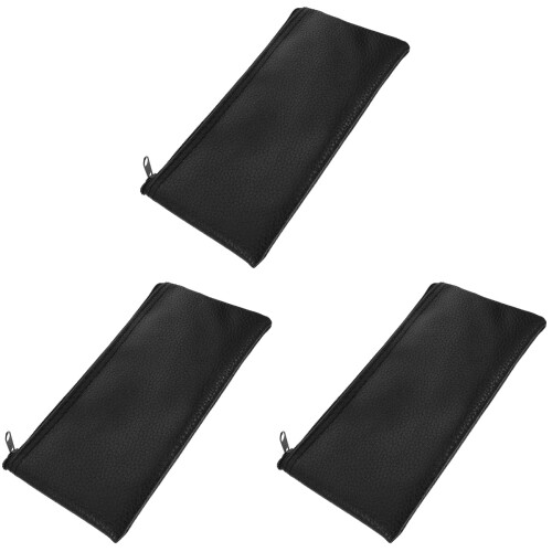 3St Zwarte Microfoontas Leer Waterafstotend Met Ritssluiting 2
