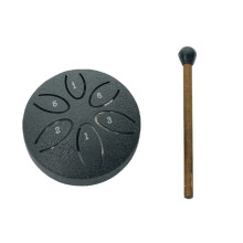 Regentrommel voor Buiten, Stalen Tongtrommel 6 Noten 3 Inch Chakra Tankdrum Stalen Percussie Gevoerde Hamers Zwart