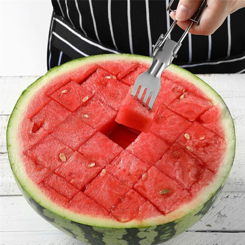 2pcs Stainless Steel Fruit Cutter, Foldable Watermelon Fork Slicer Tool, Dual  Foldable Fruit Forks Slicer 2