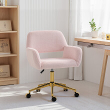 HOMCOM Swivel Office Chair, Vanity Desk Chair with Adjustable Height, Wheels