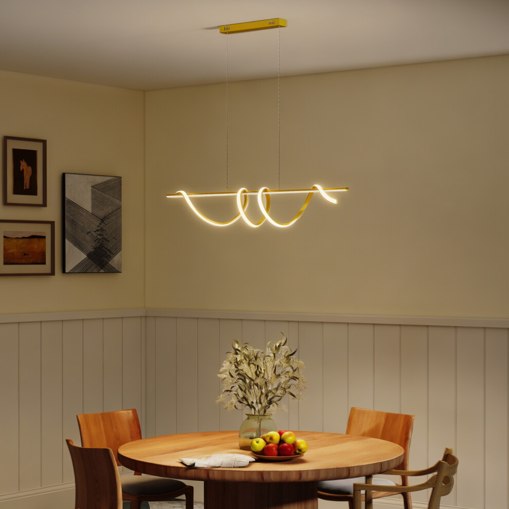 Homcom Pendant Light, Ceiling Light With 3 Colour Temperatures, Gold Tone