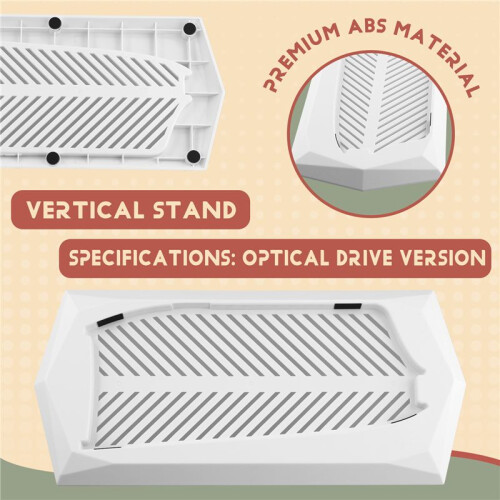 Support Vertical pour Console  5 Slim Version Lecteur Optique avec Bouches de Refroidissement Intégrées et Pieds Antidérapants Blanc 1
