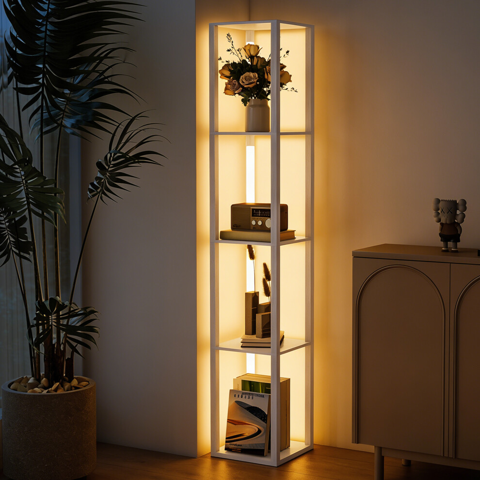 Homcom Floor Lamp For Living Room, Standing Lamp With Foot Switch, White
