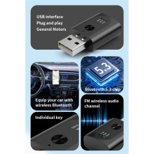 Adapter USB  5.3 Bezprzewodowy Odbiornik Audio Nadajnik  z Mikrofonem Zestaw Głośnomówiący do Samochodu z Radiem FM