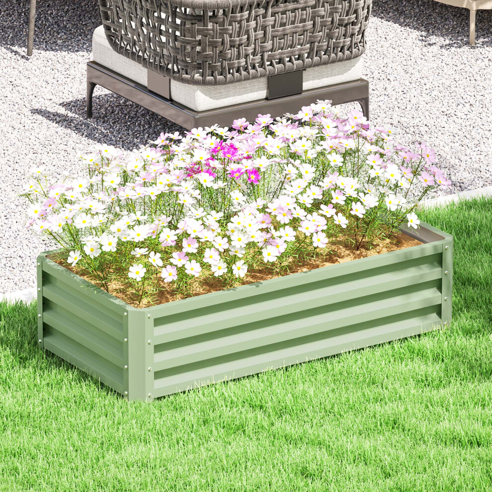 Outsunny Raised Garden Bed Elevated Planter Box For Flowers Light Green