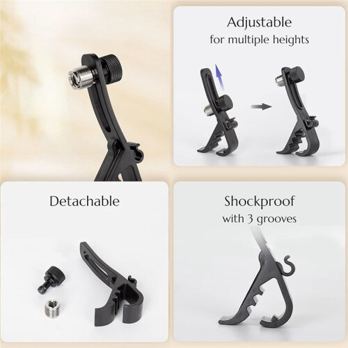 Clip per Microfono per Batteria Antiurto 4 Pezzi, Kit Microfono per Batteria Regolabile e Supporto per Microfono per Supporto per Microfono, Morsetto 2
