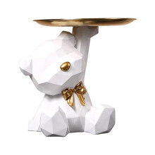 Plateau de Rangement Statue Porte-CléS Figurine, Bijoux Boucles D'Oreilles Plateau de Rouges à LèVres, Statues D'Ours avec Plat, Sculptures Bol à