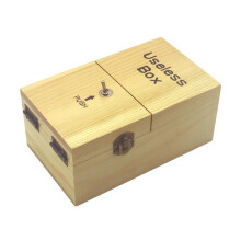 A Useless Box with Surprises Wooden Useless Box Fully Assembled Toy for Adults and Children Light Wood Color
