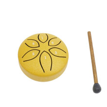 Tambor de Língua de Aço de 3 Polegadas e 6 Tons  Tambores de Mão com Baquetas Instrumentos Musicais de Percussão Tambor Amarelo