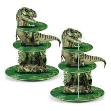 2 Stuks 3 Tier Cupcake Stand Feestdecoratie Dinosaurus Thema Cupcake Houder Decoraties Dinosaurus Dessert Toren voor Kinderen
