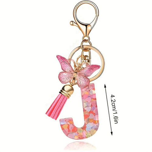 F Tipo Moda Rosa Letra Chave Cristal Epoxy Senhoras Pingente 2