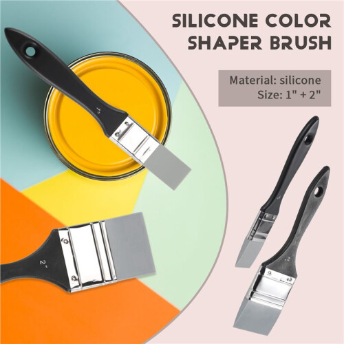 2 Pincéis de Silicone para Pintura, Pincéis Planos de Silicone de 1 e 2 Polegadas, Conjunto de Pincéis Flexíveis Sólidos Largos e Estreitos 1