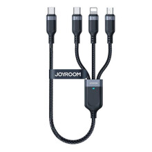 Joyroom 4-in-1 USB-A auf 2x USB-C/Lightning/Micro-USB-Kabel, 3,5 A, 1,2 m - Schwarz
