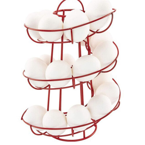 Kitchen Egg Rack, Spiral Egg Basket, Iron Practical Egg Storage Rack, Storage Rack Red