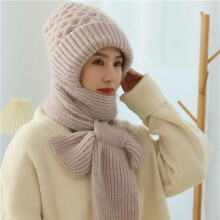 Women'S Plush-Lined Acrylic Balaclavas Hood Scarf Hat Windproof Integrated Ear Protector Fashionable Winter Cap-B