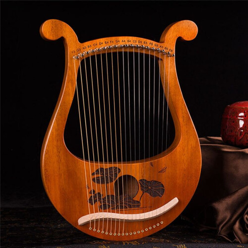 Lyre Harp 19 String Beginners Harp,Portable 19-Tone Small Harp 19-String Lyre Musical Instruments Solid Wood Lyre Harp 2