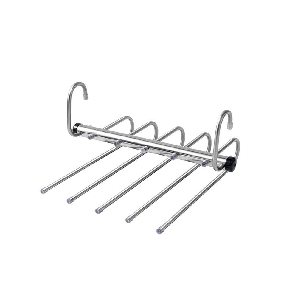 5 Layers Folding Pants Hangers Stainless Steel Space Saving Clothes Rack Organizer For Wardrobe Jeans Trousers Scarf 6032483781781