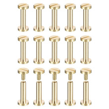 30Pack Brass Chicago Screws, 15x8mm Flat  Screw Back Binding Post Nail Stud Rivets Fastener for DIY