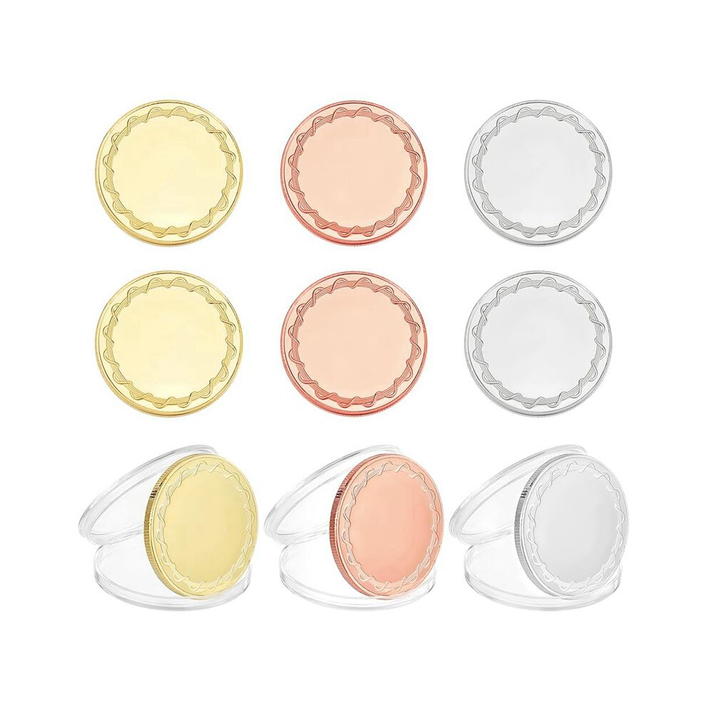 Tlily 6Pcs Blank Challenge Coin 1.57 Inch Round Metal Stamping Blank Medal 3Mm Thick Solid Laser Engravable Discs,Multicolor