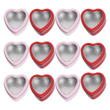 12 Stuks Hartvormige Metalen Blikken met Deksel Valentijnsdag Kaarsenblikken voor Het Maken van Kaarsen 2Oz Kaarsenblikken met Deksels