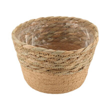 Maceta de Flores Tejida de Paja, Cesta de Mimbre, Cesta de Almacenamiento de Maceta de Ratán, Cesta de Macetero Tejida Hecha una Mano S