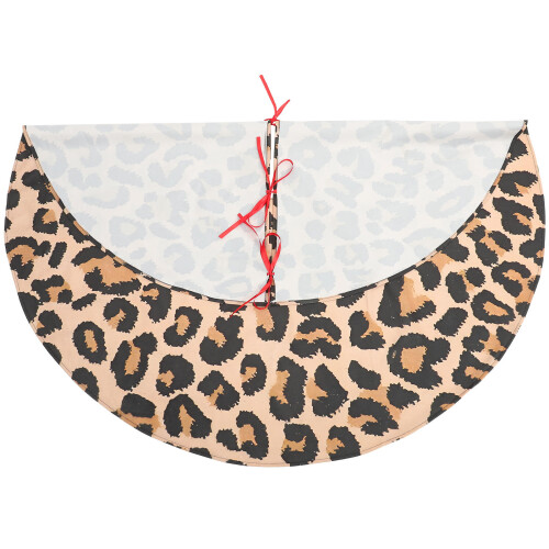 2Pcs Leopard Print Xmas Tree Skirts Decorative Tree Bottom Mat 1