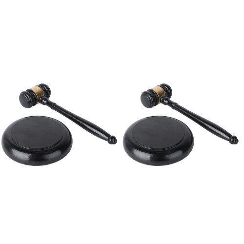 2Sets Zwarte Veiling Gavel Stevig En Duidelijk Geluid Compact 1