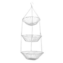Iron Wire 3 Tier Hanging Fruit Basket for Kitchen Storage Indoor Outdoor Use