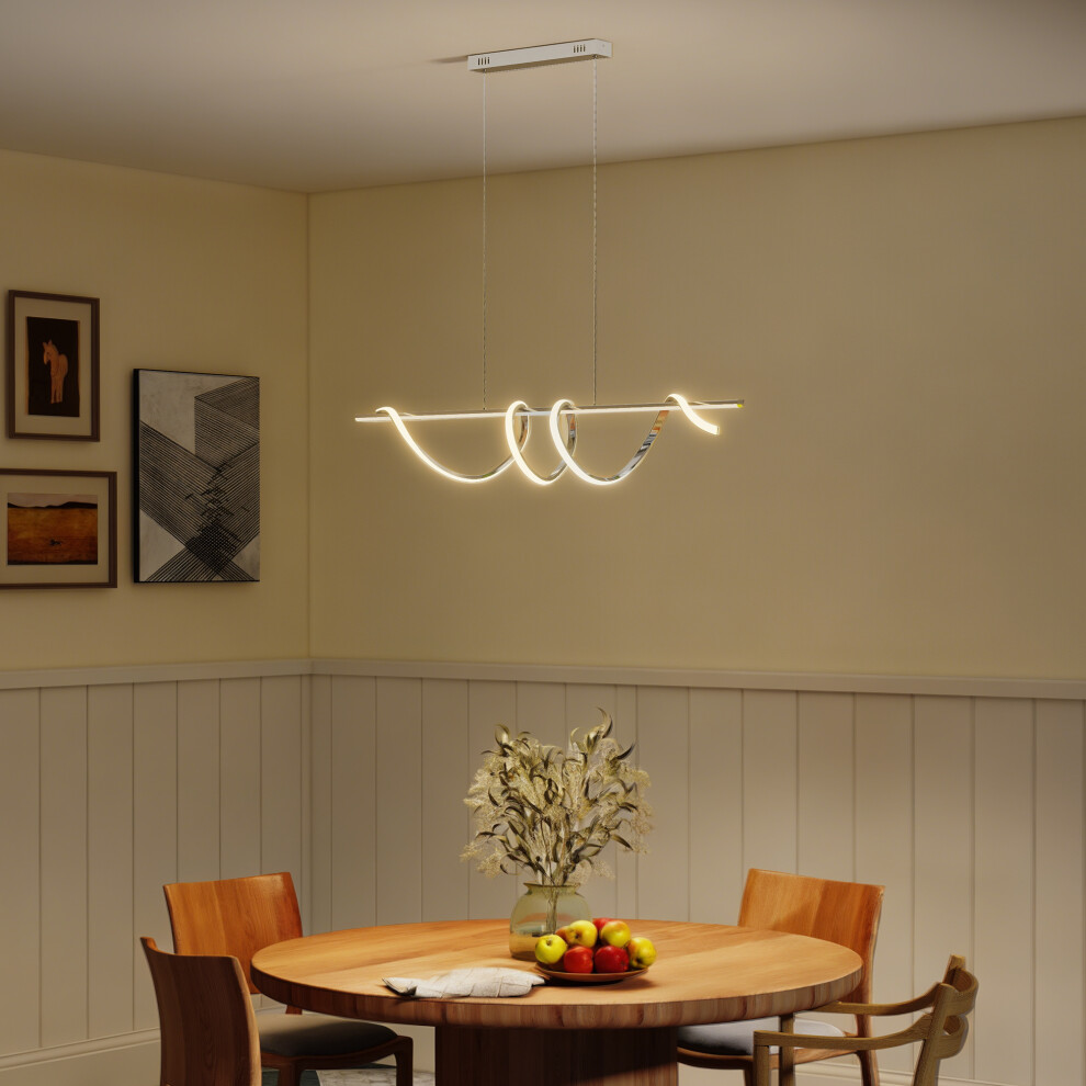 Homcom Pendant Light, Ceiling Light With 3 Colour Temperatures, Silver Tone