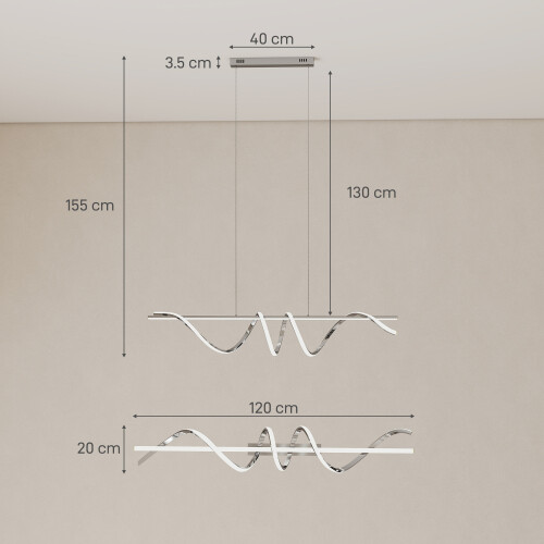 Homcom HOMCOM Pendant Light, Ceiling Light with 3 Colour Temperatures, Silver Tone 2