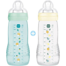 Set of 2 Bottles - MAM BABY - Easy Active - +6 months - 330 ml - Nipple flow X - Ice + Pearl
