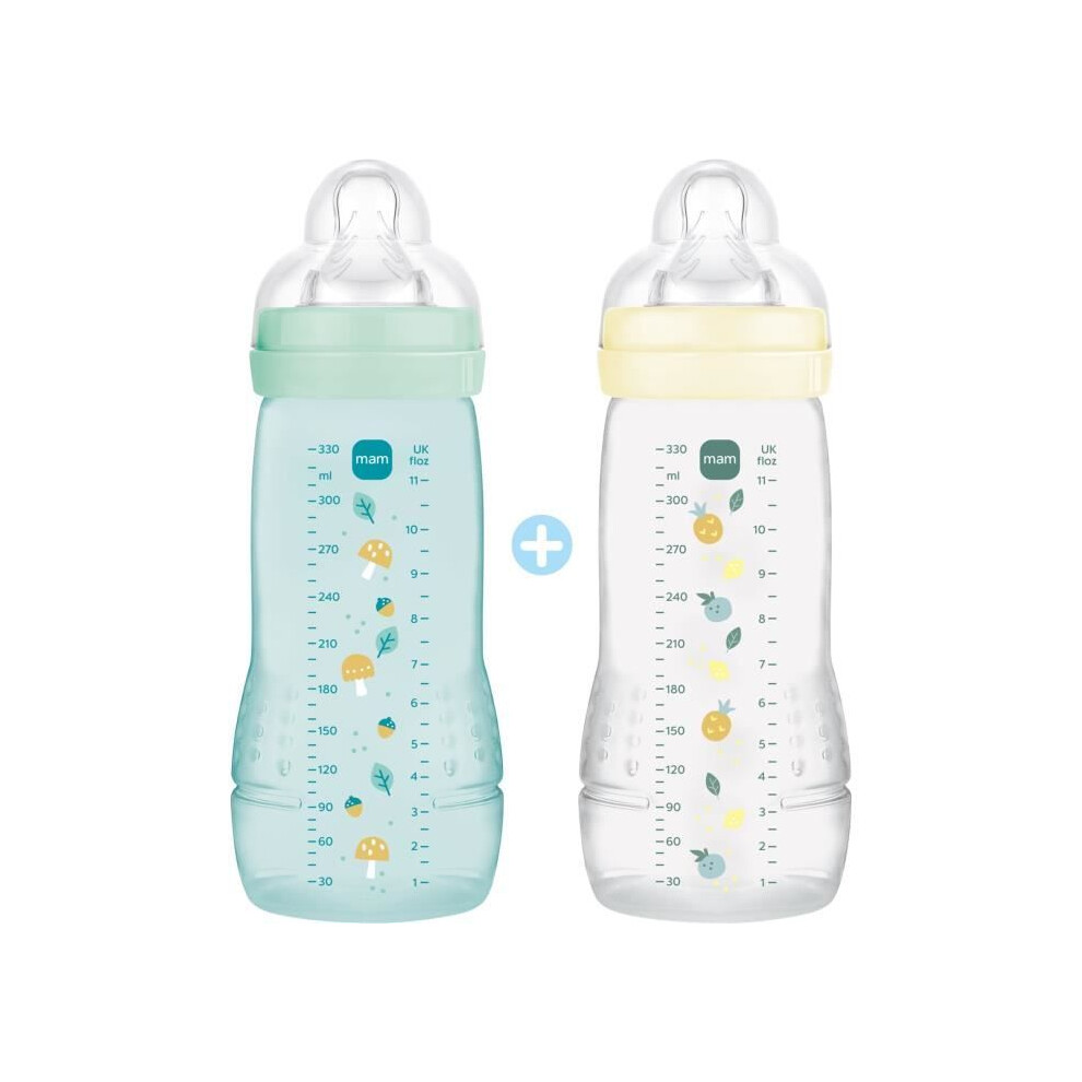 Mam Set Of 2 Bottles - Baby - Easy Active - +6 Months - 330 Ml - Nipple Flow X - Ice + Pearl