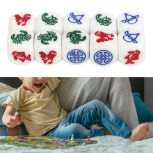 Set di 10 dadi rotondi di plastica bianca da 14 mm per giochi da tavolo e altro ancora