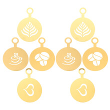 40Pcs Golden Stainless Steel Coffee Stencils for Latte Art Home Cafe