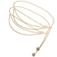 2Stk Boho Bauchkette Damen Zinklegierung Ethno Sonnenblumen Anhänger