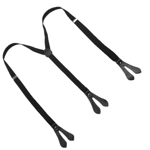 5Stk Elastische Schwarze Hosenträger Mit Knopfverschluss Y-Design 2