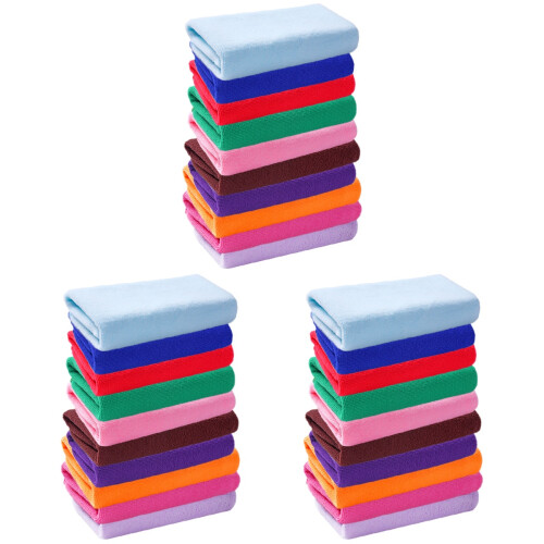 30Pièces Serviettes Douce Pour Nettoyage Couleur Mixte 1