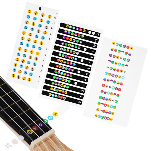 5Pièces Stickers Notes Ukulélé Papier Couleurs Assorties Débutants 1
