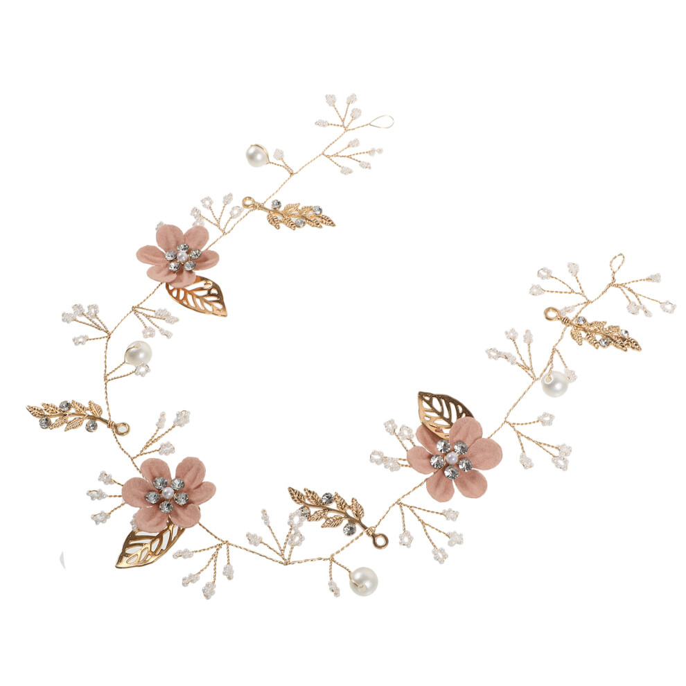 2St Roze Bruids Parel Diadeem Met En Bladeren Elegant Sieraad-image