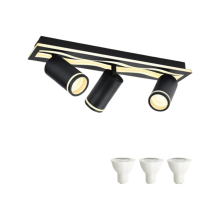 Plafonnier LED Moderne Noir Réglable et Orientable 350 - Spot GU10 3000K Blanc Chaud - Éclairage Design Verre