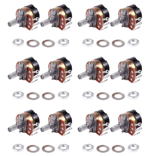 12Pcs 500K Ohm Single Linear Taper Potentiometers with /Off