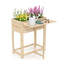 Jardinière surélevée - HELLOSHOP26 - 63x34x74 cm - Tablette latérale pliable - Bois sapin - Hauteur 74 cm
