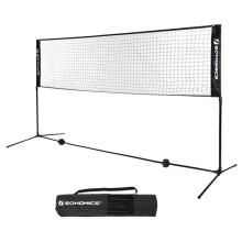 Badmintonnet - HELLOSHOP26 - Familietype - Hoogte verstelbaar 90-155 cm - Lengte 4 m - Zwart