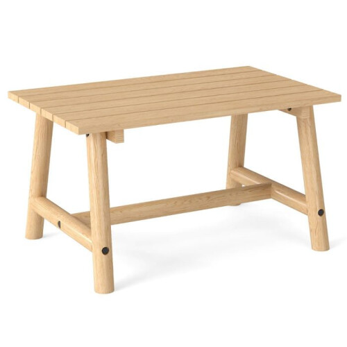 Mesa baja - HELLOSHOP26 - 90x55x50 cm - Rectangular - Madera natural - Soporte 125 kg - Interior/exterior