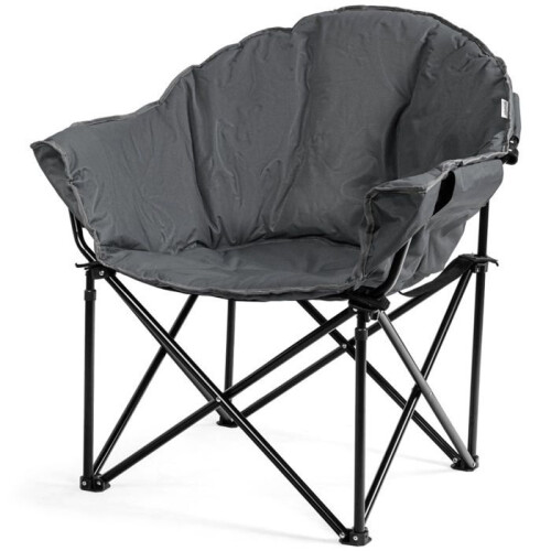 Campingstuhl - HELLOSHOP26 - Großformat - Ergonomische Sitzfläche - Becherhalter - Tragetasche