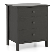 Mesas de cabeceira - HELLOSHOP26 - Mesa de noite 3 gavetas - Preto - 56 x 45 x 66 cm - Corrediças metálicas
