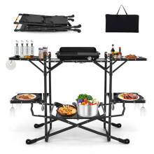 Tavolo da campeggio pieghevole 135 x 54 x 88 cm 4 ripiani di supporto design moderno