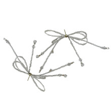 Boucles d'oreilles sophistiquées à nœud papillon perlé,-Blanc