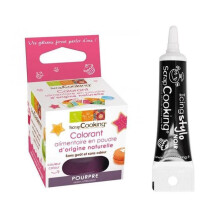 Colorante alimentario morado + Bolígrafo glaseado negro