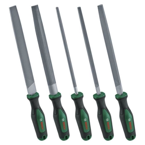 Bosch Bosch Set of 5 files (round/half-round/flat/triangular/square; hard carbide steel; medium course 2; Softgrip)